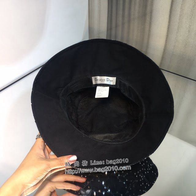 Dior女士帽子 迪奧立體花朵亮片漁夫帽遮陽帽  mm1225